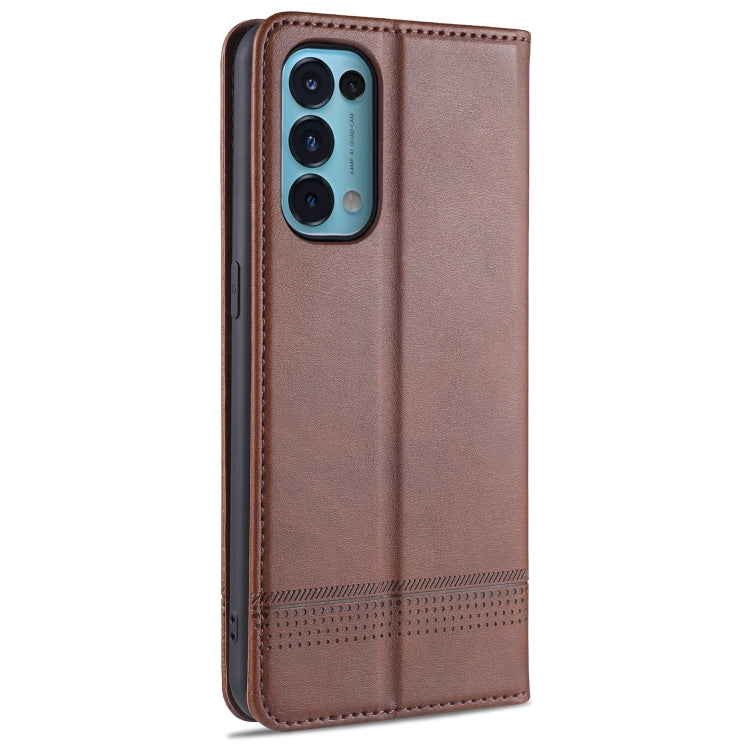 For Oppo Reno5 5G AZNS Magnetic Calf Texture Horizontal Flip Leather Case with Card Slots & Holder & Wallet