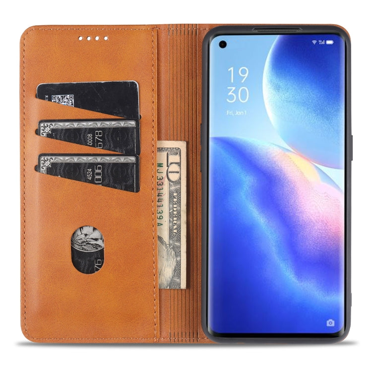 For Oppo Reno5 5G AZNS Magnetic Calf Texture Horizontal Flip Leather Case with Card Slots & Holder & Wallet