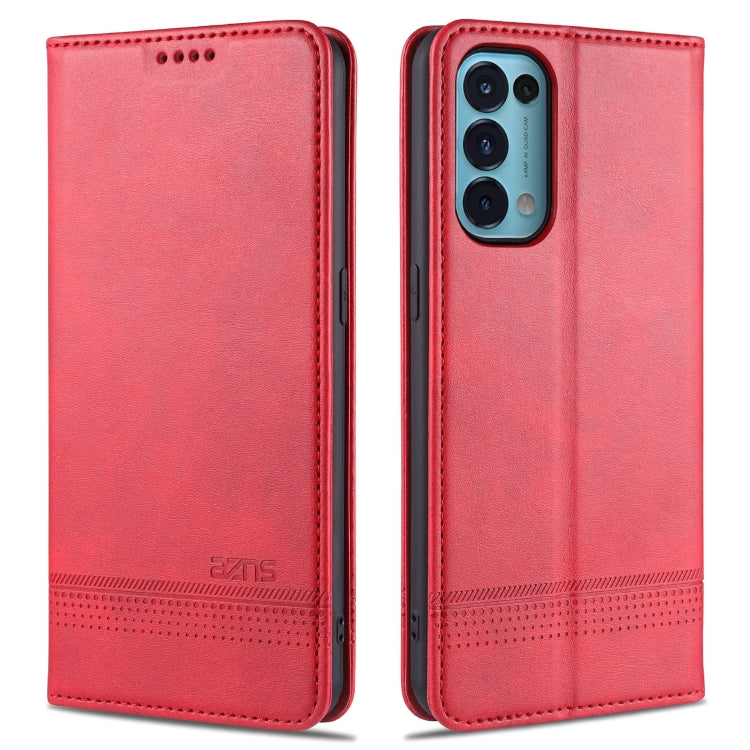 For Oppo Reno5 5G AZNS Magnetic Calf Texture Horizontal Flip Leather Case with Card Slots & Holder & Wallet