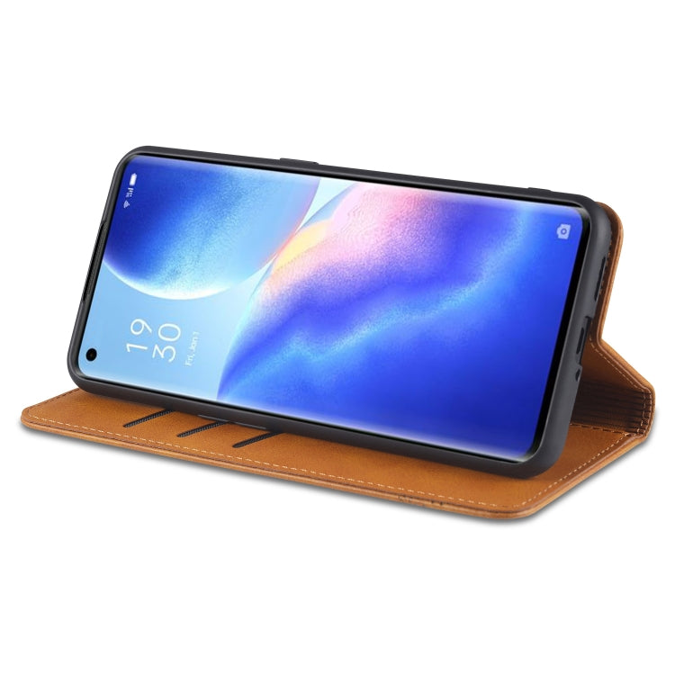 For Oppo Reno5 Pro 5G AZNS Magnetic Calf Texture Horizontal Flip Leather Case with Card Slots & Holder & Wallet