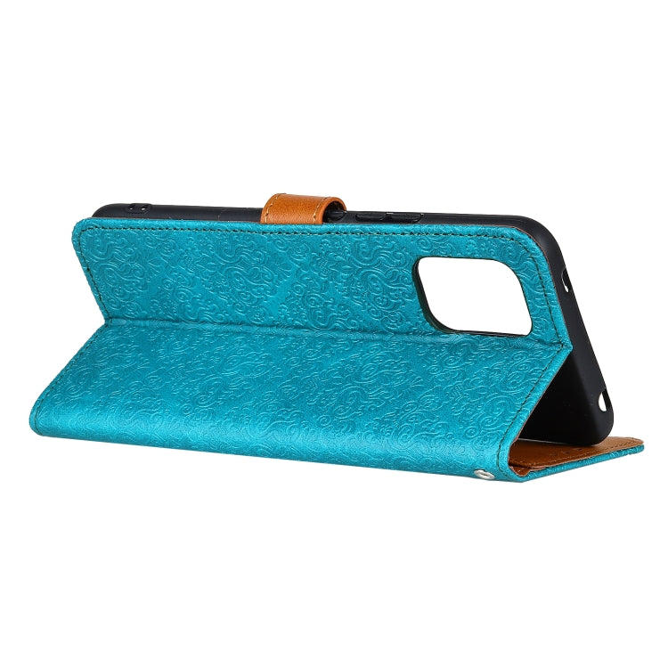 For Samsung Galaxy A51 5G European Floral Embossed Copper Buckle Horizontal Flip PU Leather Case with Holder & Card Slots & Wallet & Photo Frame