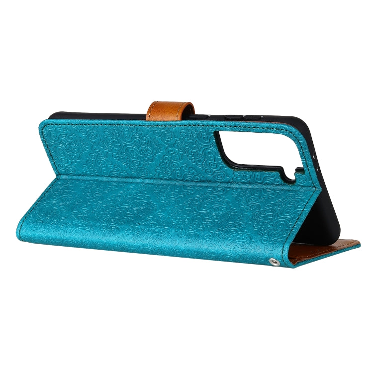 For Samsung Galaxy S21+ 5G European Floral Embossed Copper Buckle Horizontal Flip PU Leather Case with Holder & Card Slots & Wallet & Photo Frame