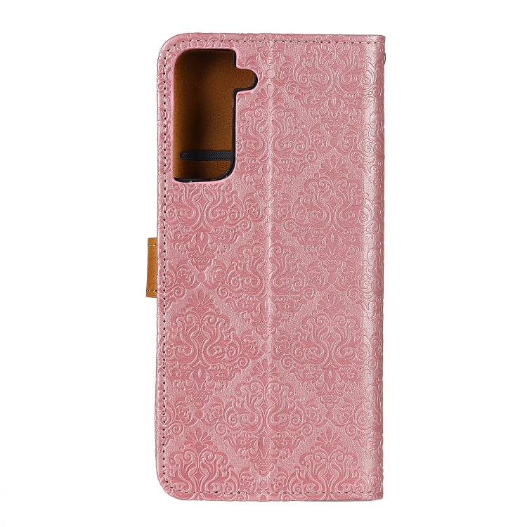 For Samsung Galaxy S21+ 5G European Floral Embossed Copper Buckle Horizontal Flip PU Leather Case with Holder & Card Slots & Wallet & Photo Frame