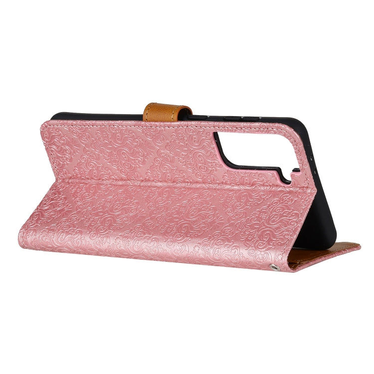 For Samsung Galaxy S21+ 5G European Floral Embossed Copper Buckle Horizontal Flip PU Leather Case with Holder & Card Slots & Wallet & Photo Frame