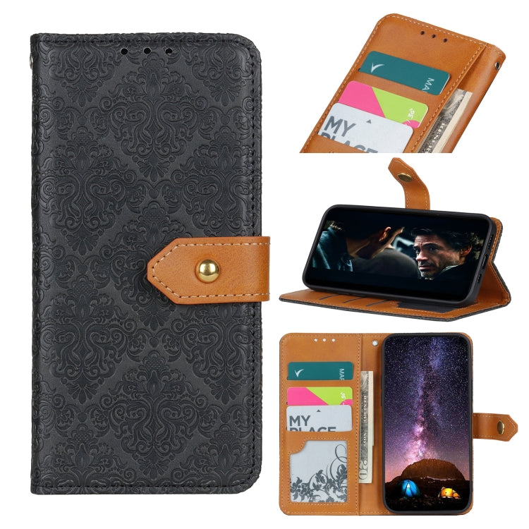 For Samsung Galaxy S21 Ultra 5G European Floral Embossed Copper Buckle Horizontal Flip PU Leather Case with Holder & Card Slots & Wallet & Photo Frame