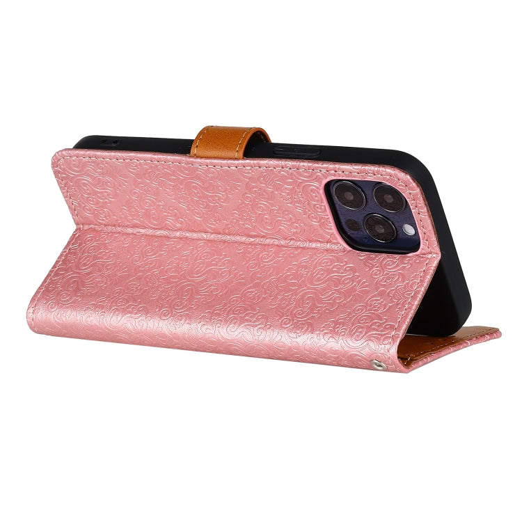 For LG K42 European Floral Embossed Copper Buckle Horizontal Flip PU Leather Case with Holder & Card Slots & Wallet & Photo Frame