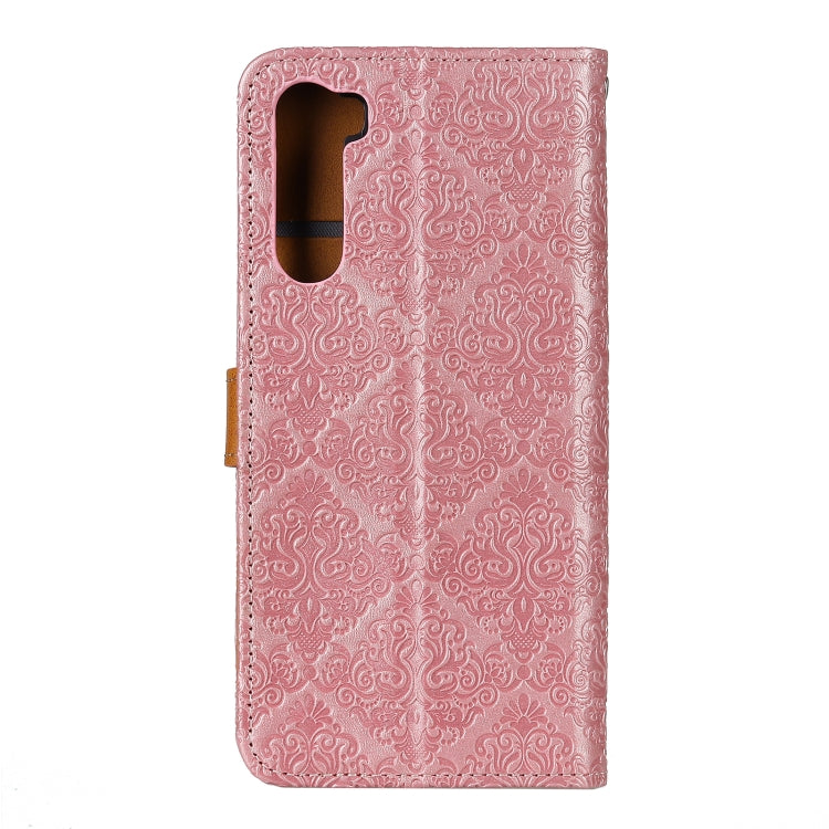 For Motorola Moto Edge European Floral Embossed Copper Buckle Horizontal Flip PU Leather Case with Holder & Card Slots & Wallet & Photo Frame