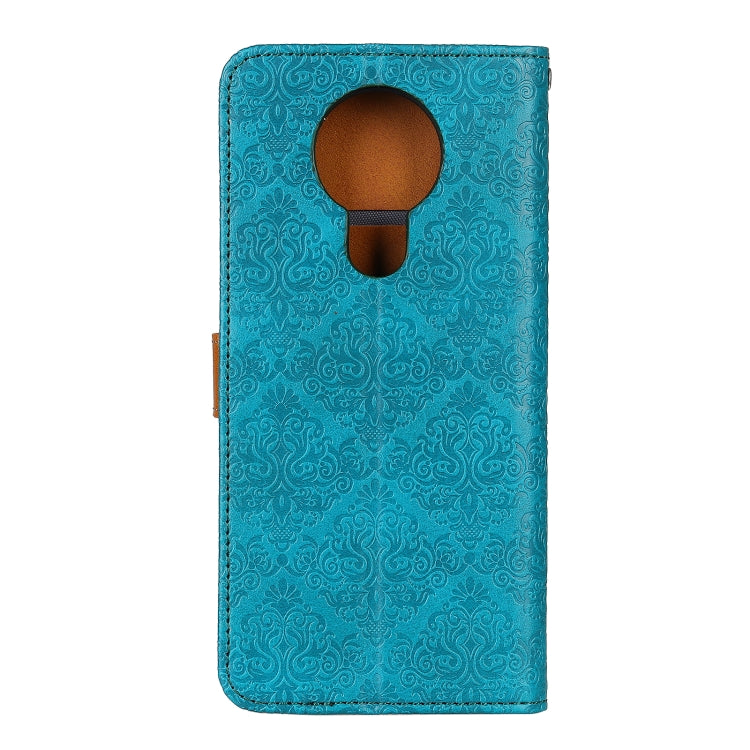 For Nokia 5.3 European Floral Embossed Copper Buckle Horizontal Flip PU Leather Case with Holder & Card Slots & Wallet & Photo Frame