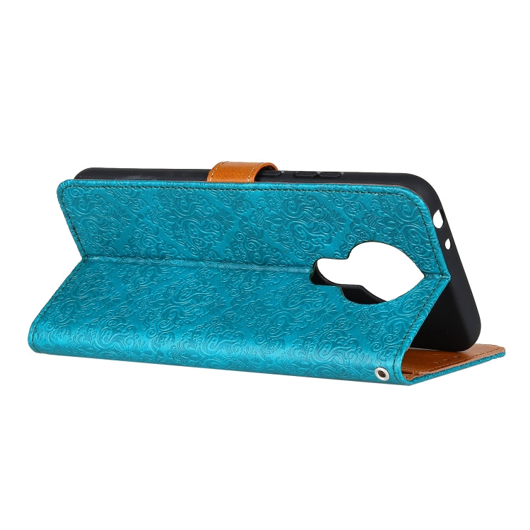 For Nokia 5.3 European Floral Embossed Copper Buckle Horizontal Flip PU Leather Case with Holder & Card Slots & Wallet & Photo Frame