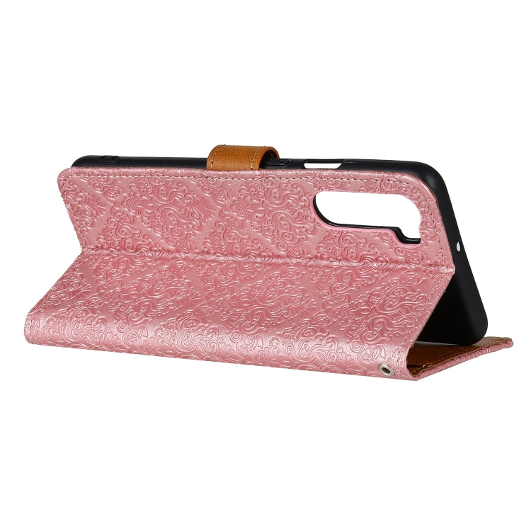 For OnePlus Nord European Floral Embossed Copper Buckle Horizontal Flip PU Leather Case with Holder & Card Slots & Wallet & Photo Frame