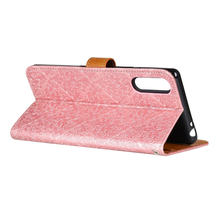For Wiko View 4 / 4 Lite European Floral Embossed Copper Buckle Horizontal Flip PU Leather Case with Holder & Card Slots & Wallet & Photo Frame