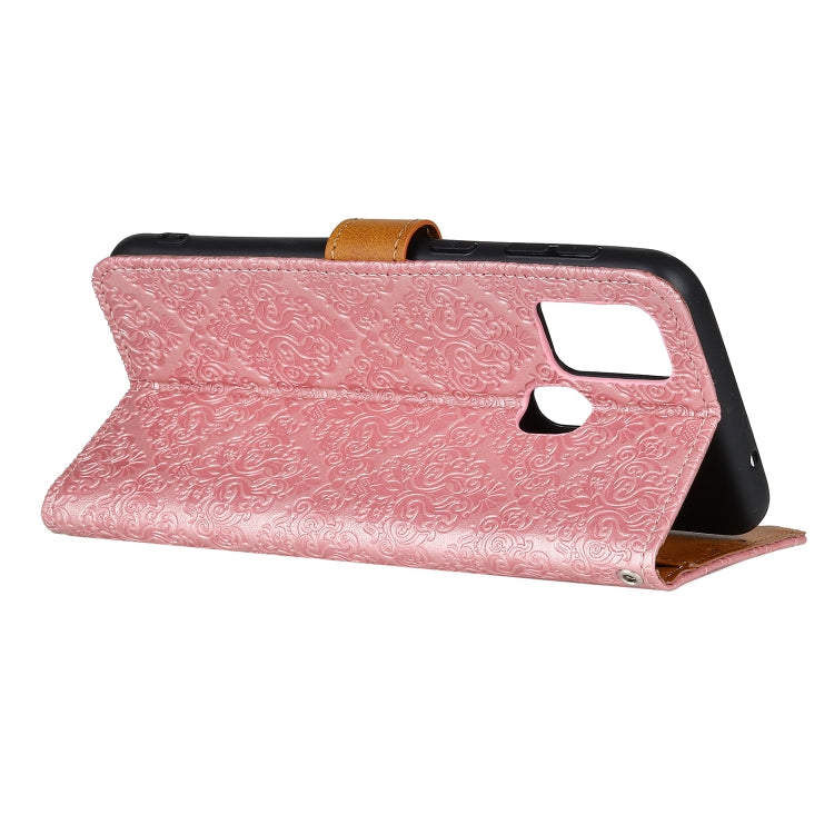 For Alcatel 3X (2020) European Floral Embossed Copper Buckle Horizontal Flip PU Leather Case with Holder & Card Slots & Wallet & Photo Frame
