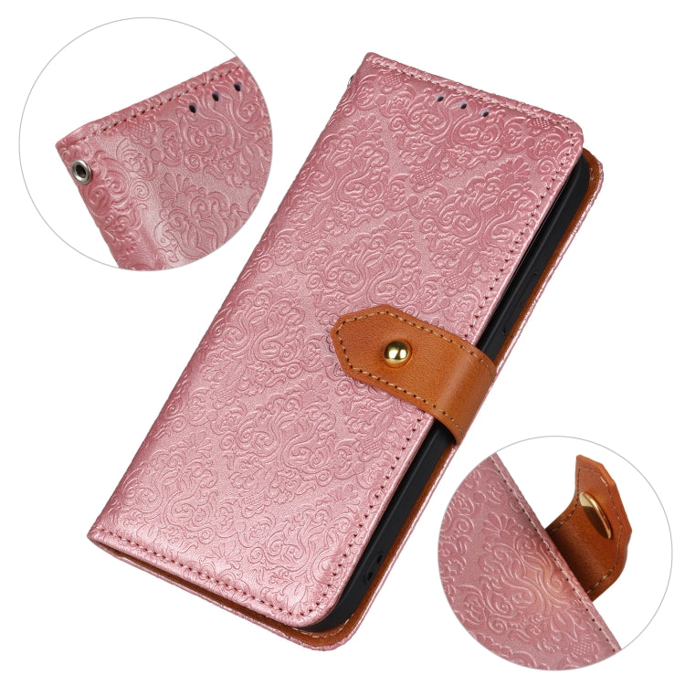 For Alcatel 3X (2020) European Floral Embossed Copper Buckle Horizontal Flip PU Leather Case with Holder & Card Slots & Wallet & Photo Frame