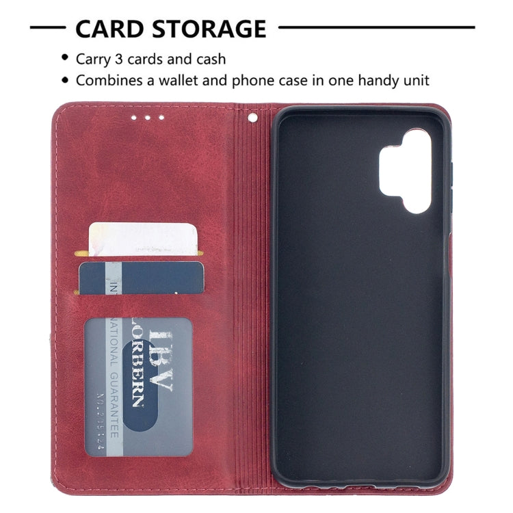 For Samsung Galaxy A32 5G Prismatic Invisible Magnetic Horizontal Flip Leather Case with Holder & Card Slots & Photo Frame
