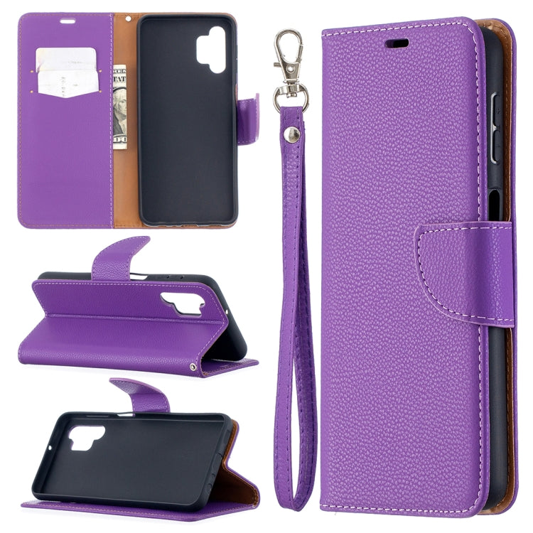 For Samsung Galaxy A32 5G Litchi Texture Pure Color Horizontal Flip PU Leather Case with Holder & Card Slots & Wallet & Lanyard