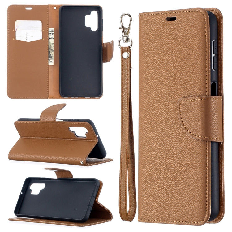 For Samsung Galaxy A32 5G Litchi Texture Pure Color Horizontal Flip PU Leather Case with Holder & Card Slots & Wallet & Lanyard
