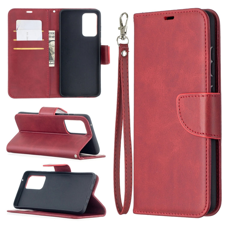 For Samsung Galaxy A52 5G Retro Lambskin Texture Pure Color Horizontal Flip PU Leather Case with Holder & Card Slots & Wallet & Lanyard