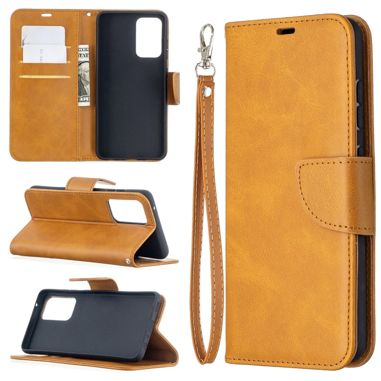 For Samsung Galaxy A52 5G Retro Lambskin Texture Pure Color Horizontal Flip PU Leather Case with Holder & Card Slots & Wallet & Lanyard