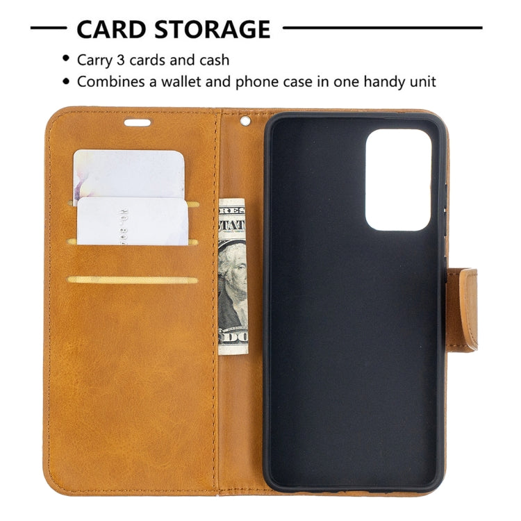 For Samsung Galaxy A52 5G Retro Lambskin Texture Pure Color Horizontal Flip PU Leather Case with Holder & Card Slots & Wallet & Lanyard