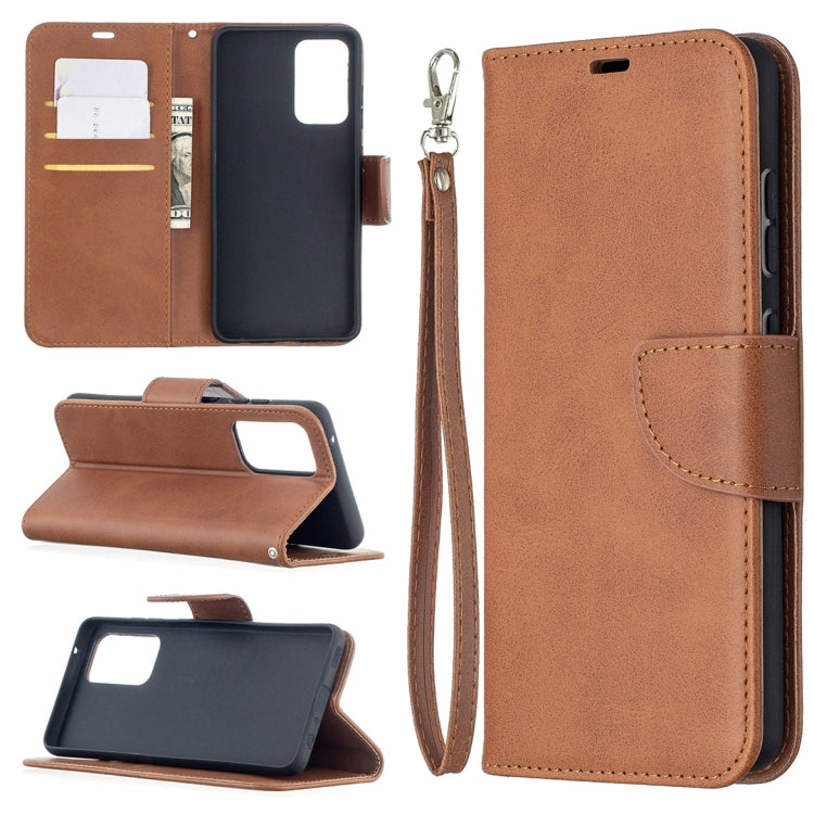 For Samsung Galaxy A52 5G Retro Lambskin Texture Pure Color Horizontal Flip PU Leather Case with Holder & Card Slots & Wallet & Lanyard