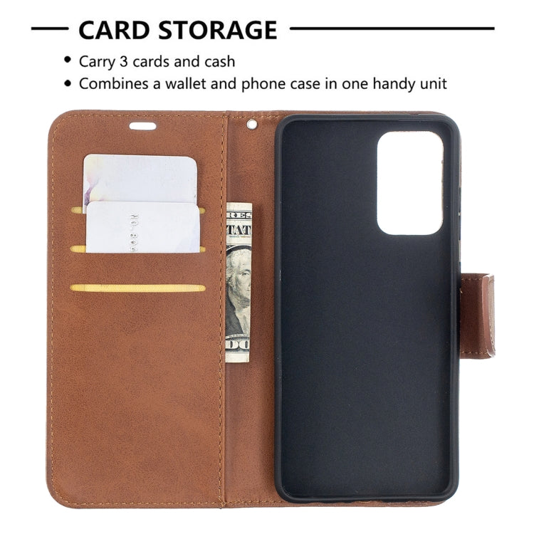 For Samsung Galaxy A52 5G Retro Lambskin Texture Pure Color Horizontal Flip PU Leather Case with Holder & Card Slots & Wallet & Lanyard