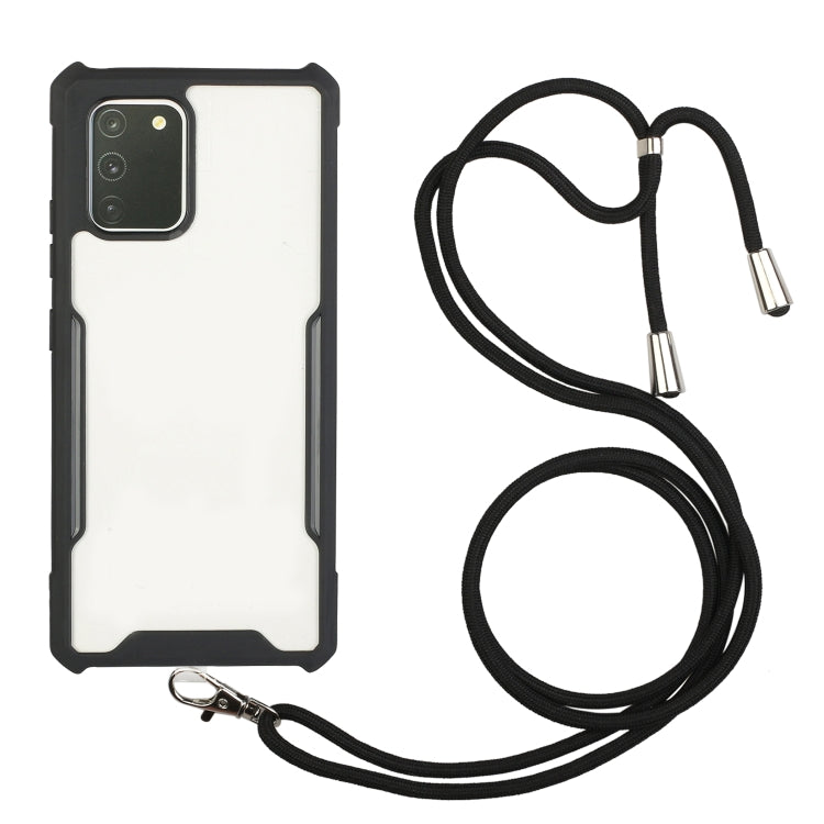 For Samsung Galaxy A02s Acrylic + Color TPU Shockproof Case with Neck Lanyard