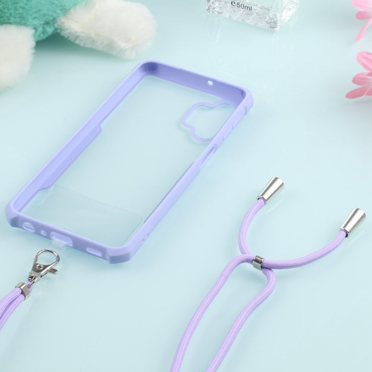 For Samsung Galaxy A32 5G Acrylic + Color TPU Shockproof Case with Neck Lanyard