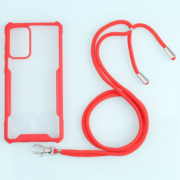 For Samsung Galaxy A72 5G / 4G Acrylic + Color TPU Shockproof Case with Neck Lanyard