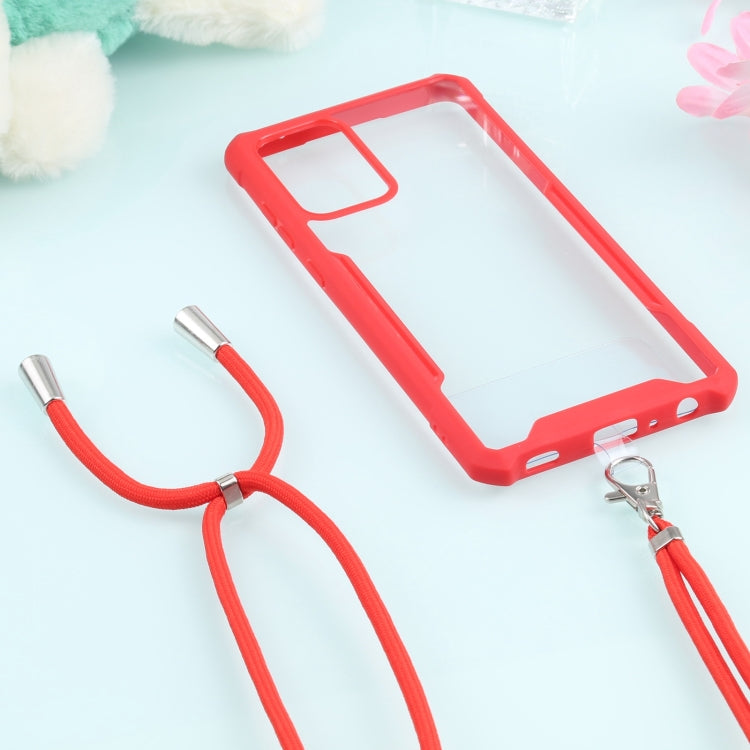 For Samsung Galaxy A72 5G / 4G Acrylic + Color TPU Shockproof Case with Neck Lanyard