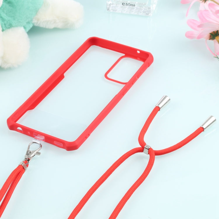For Samsung Galaxy A72 5G / 4G Acrylic + Color TPU Shockproof Case with Neck Lanyard