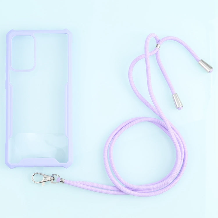 For Samsung Galaxy A72 5G / 4G Acrylic + Color TPU Shockproof Case with Neck Lanyard