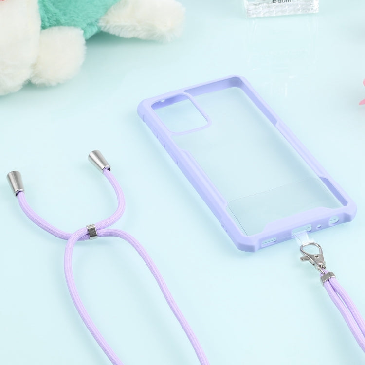 For Samsung Galaxy A72 5G / 4G Acrylic + Color TPU Shockproof Case with Neck Lanyard