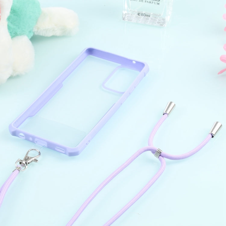 For Samsung Galaxy A72 5G / 4G Acrylic + Color TPU Shockproof Case with Neck Lanyard