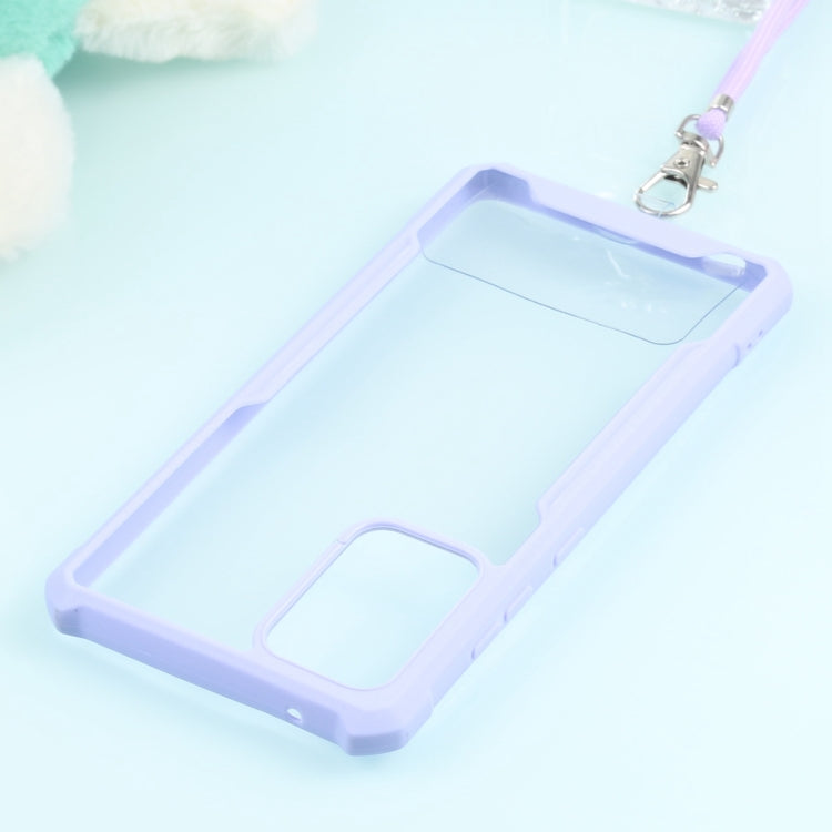 For Samsung Galaxy A72 5G / 4G Acrylic + Color TPU Shockproof Case with Neck Lanyard