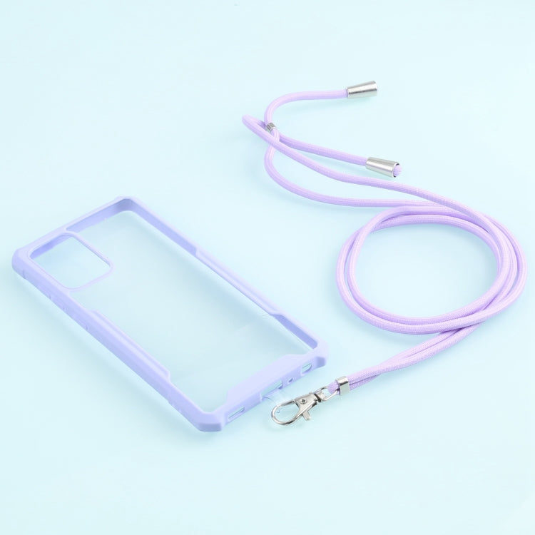 For Samsung Galaxy A72 5G / 4G Acrylic + Color TPU Shockproof Case with Neck Lanyard