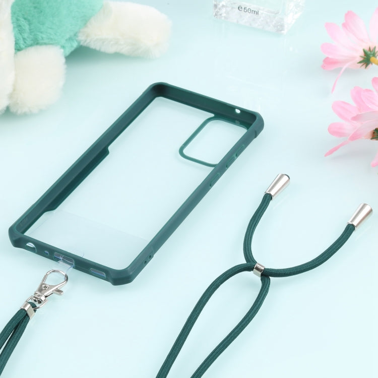 For Samsung Galaxy A72 5G / 4G Acrylic + Color TPU Shockproof Case with Neck Lanyard