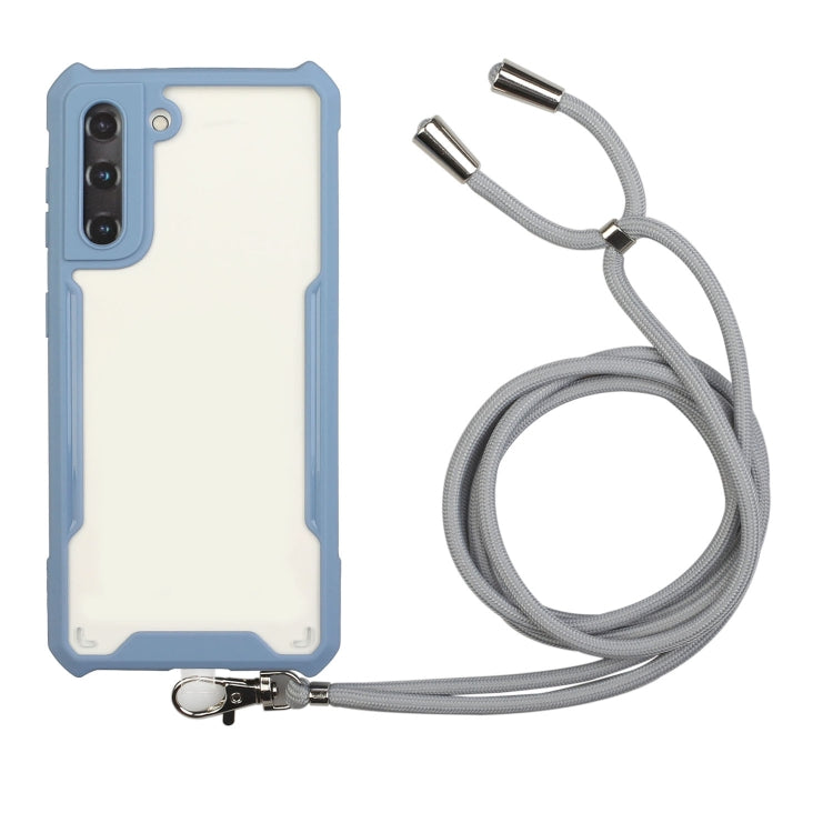 For Samsung Galaxy S21 5G Acrylic + Color TPU Shockproof Case with Neck Lanyard