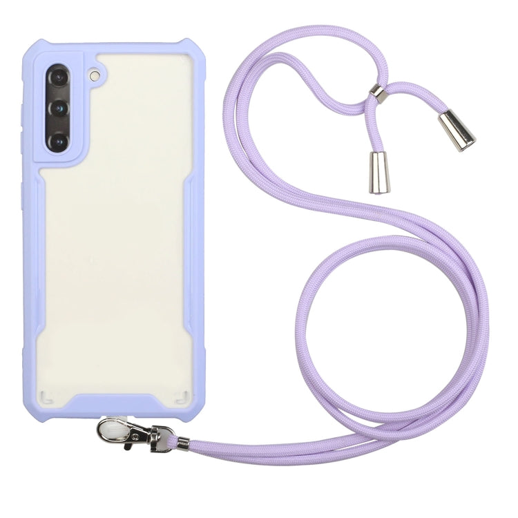 For Samsung Galaxy S21+ 5G Acrylic + Color TPU Shockproof Case with Neck Lanyard
