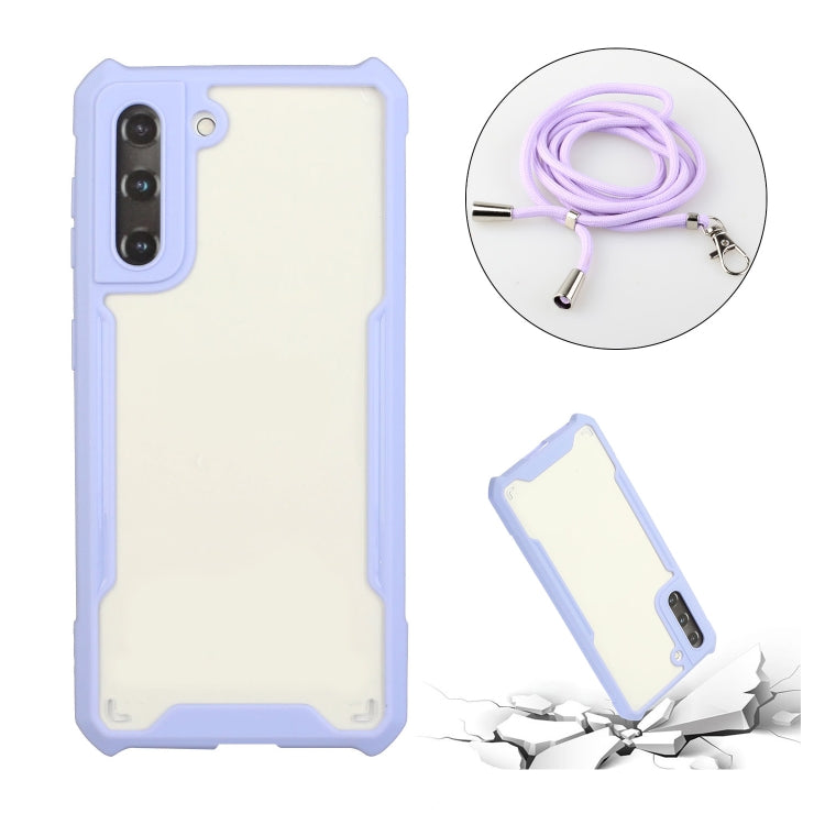 For Samsung Galaxy S21+ 5G Acrylic + Color TPU Shockproof Case with Neck Lanyard