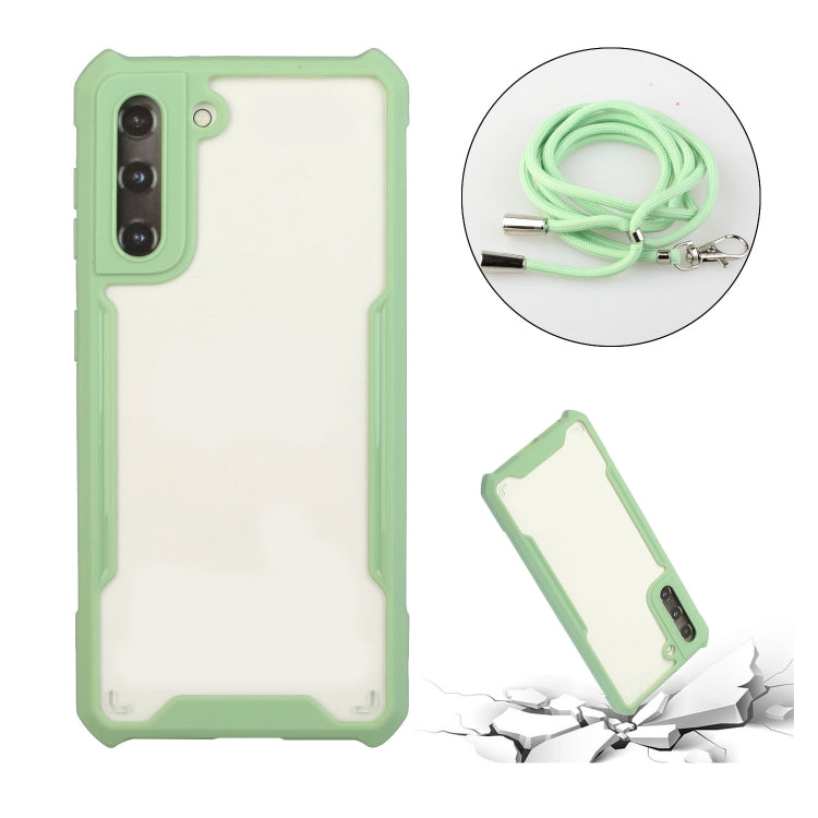 For Samsung Galaxy S21+ 5G Acrylic + Color TPU Shockproof Case with Neck Lanyard