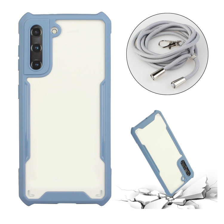 For Samsung Galaxy S21+ 5G Acrylic + Color TPU Shockproof Case with Neck Lanyard