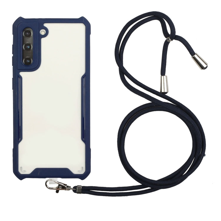 For Samsung Galaxy S21+ 5G Acrylic + Color TPU Shockproof Case with Neck Lanyard