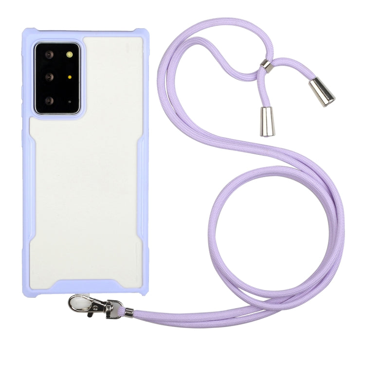 For Samsung Galaxy S21 Ultra 5G Acrylic + Color TPU Shockproof Case with Neck Lanyard