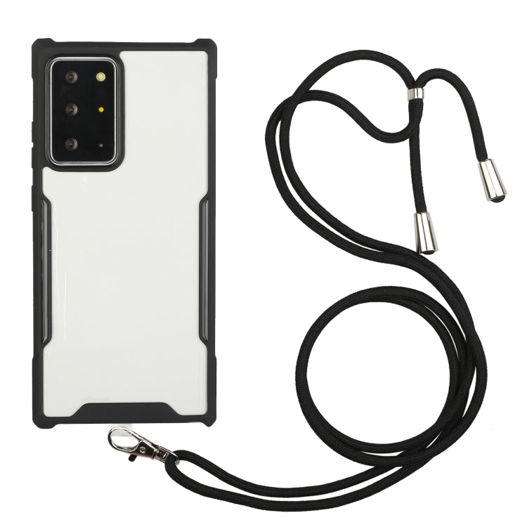 For Samsung Galaxy S21 Ultra 5G Acrylic + Color TPU Shockproof Case with Neck Lanyard