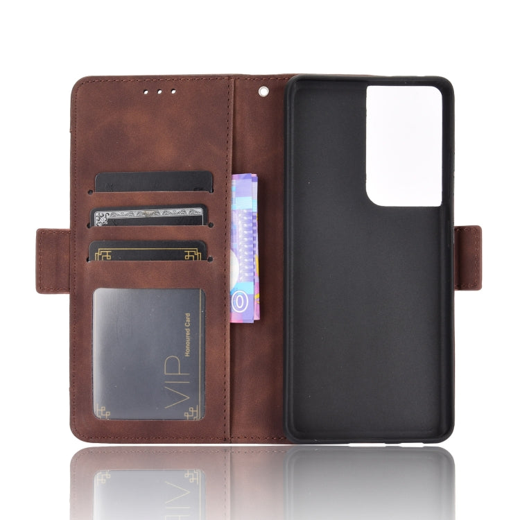 For Samsung Galaxy S21 Ultra 5G Skin Feel Calf Pattern Horizontal Flip Leather Case with Holder & Card Slots & Photo Frame