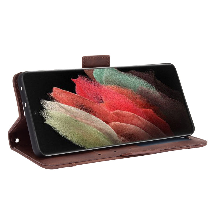 For Samsung Galaxy S21 Ultra 5G Skin Feel Calf Pattern Horizontal Flip Leather Case with Holder & Card Slots & Photo Frame