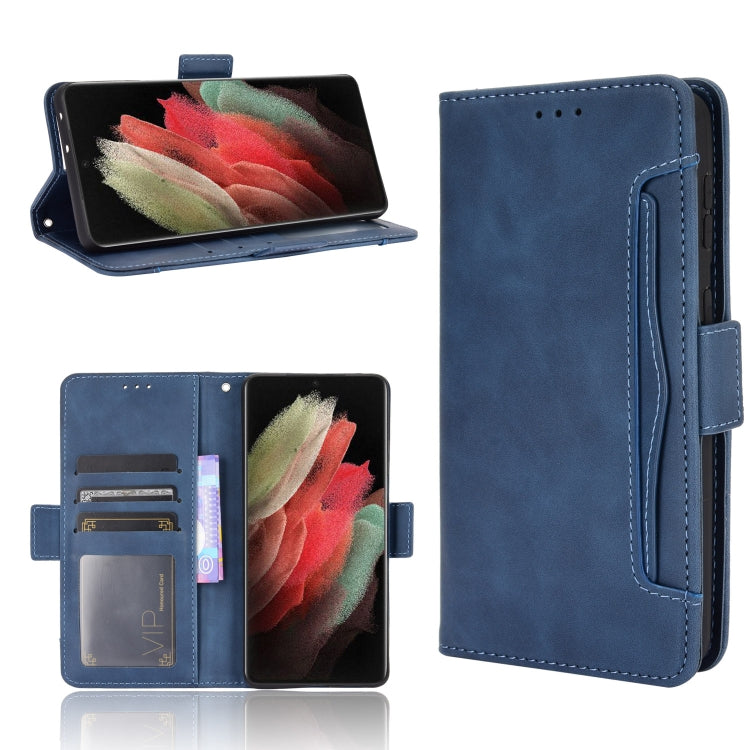 For Samsung Galaxy S21 Ultra 5G Skin Feel Calf Pattern Horizontal Flip Leather Case with Holder & Card Slots & Photo Frame