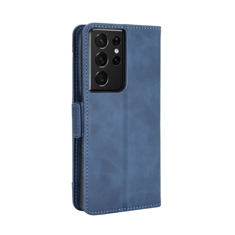 For Samsung Galaxy S21 Ultra 5G Skin Feel Calf Pattern Horizontal Flip Leather Case with Holder & Card Slots & Photo Frame