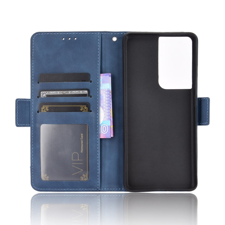 For Samsung Galaxy S21 Ultra 5G Skin Feel Calf Pattern Horizontal Flip Leather Case with Holder & Card Slots & Photo Frame