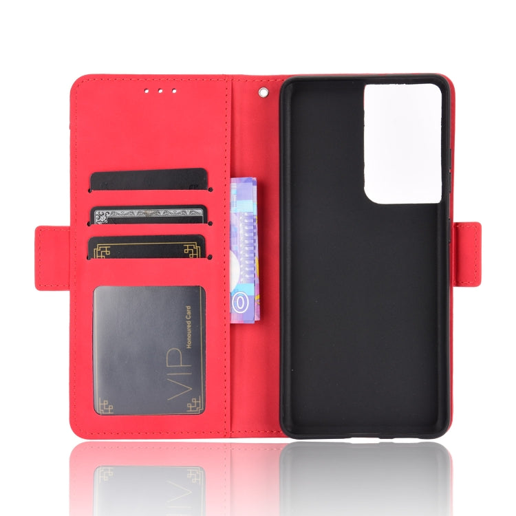 For Samsung Galaxy S21 Ultra 5G Skin Feel Calf Pattern Horizontal Flip Leather Case with Holder & Card Slots & Photo Frame